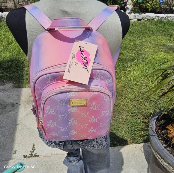 NWT LUV BETSEY PINK n MULTI COLOR UMBRE LOGO BACKPACK - Picture 4 of 4